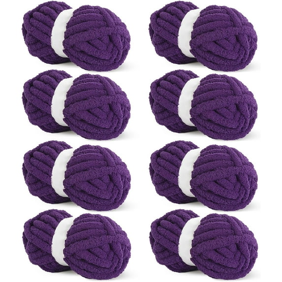 2Pcs/8Pcs Chunky Chenille Yarn for Crocheting, Bulky Thick Fluffy Yarn for Knitting,Super Bulky Chunky Yarn for Hand Knitting Blanket, Soft Plush Yarn (27 yds,8 oz Each Skein)