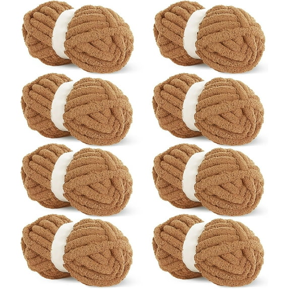 2Pcs/8Pcs Chunky Chenille Yarn for Crocheting, Bulky Thick Fluffy Yarn for Knitting,Super Bulky Chunky Yarn for Hand Knitting Blanket, Soft Plush Yarn (27 yds,8 oz Each Skein)