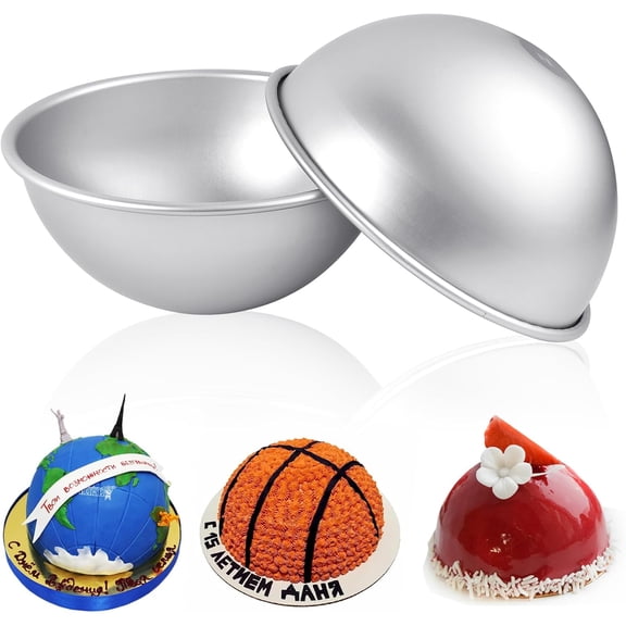 2Pcs 8inch Dome Cake Pan, Aluminum Nonstick Hemisphere Pan, Round Cake Molds for Baking Sphere Cake Pan for Birthday Wedding Anniversary DIY Cakes Bakeware Tools
