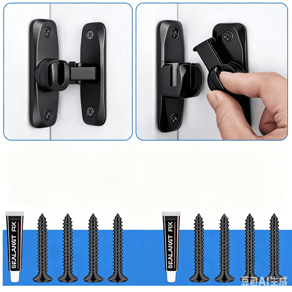 2Pcs 90/180 Degree Barn Door Lock, Small Flip Gate Latches Hardware, Security Sliding Door Latch Lock fo Cabinets, Barn, Bathroom, Garden
