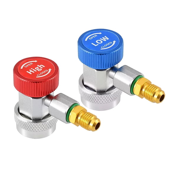 2Pcs 90 Degrees Quick Connectors Set Brass, Compatible with R134, for A/C Manifold Gauge