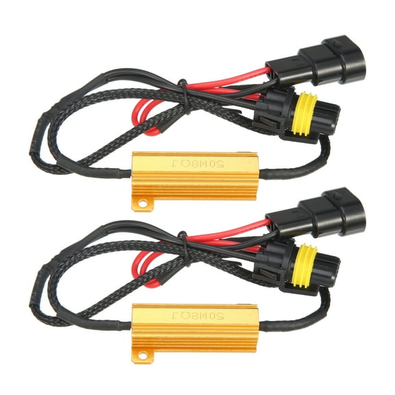 2Pcs 9005 H10 9006 HB4 LED Headlight Load Resistor Kit 50W 8ohm Anti-flicker Relay Error Free Decoder