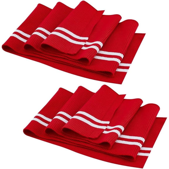 2Pcs 95% Cotton & 5% Elastic Fiber Ribbing Fabric for Cuffs Waistbands Neckline Collar Trim Quilting Cloth Red 950~1020x140~150x2mm