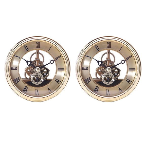 2Pcs 97mm/3.8'' Roman Numeral Watch Clock Insert With Gold