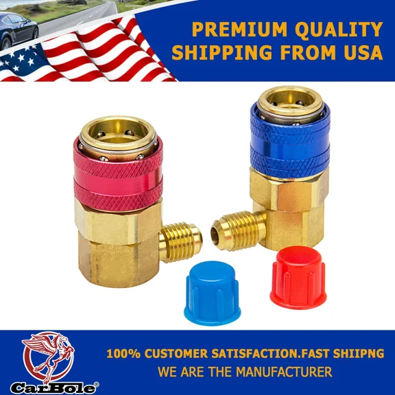 2Pcs A/C Manifold Gauge Conversion Kit High/Low Angle Quick Adapte