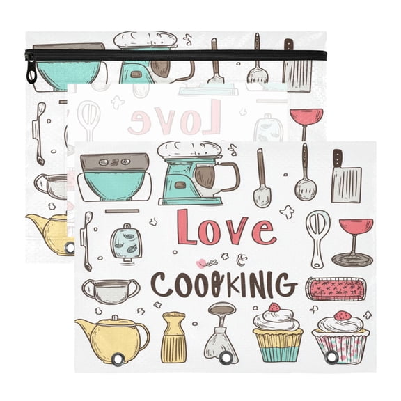 2Pcs A4 Document Pouch Set 3 Ring Binder Pencil Pouch Clear Window Pencil Case for Binder for Home, Office Cooking Tools and Kitchen Utensils