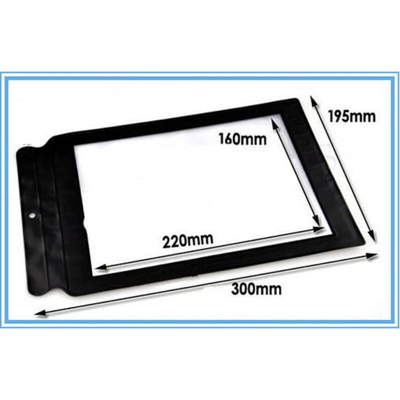 2Pcs A4 Full Page Large Sheet Magnifier, 3X Magnification, PVC Lens with Black PU Leather Border, Portable Reading Aid for Seniors, Maps & Menus, By Preplabs