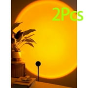 2Pcs ABS Projection Light, Modern Sun Pattern Sunset Lamp Projector For Home (Yellow)