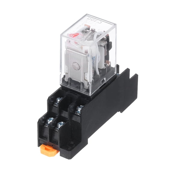 2Pcs AC12V Electromagnetic Power Relay 8-Pin AC/DC DPDT 2NO+2NC Relay Coil with Socket Base with LED Indicator