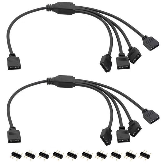 2Pcs ARGB Splitter Cable, 1-to-4 Female to Female 5V 3 Pin Addressable ...