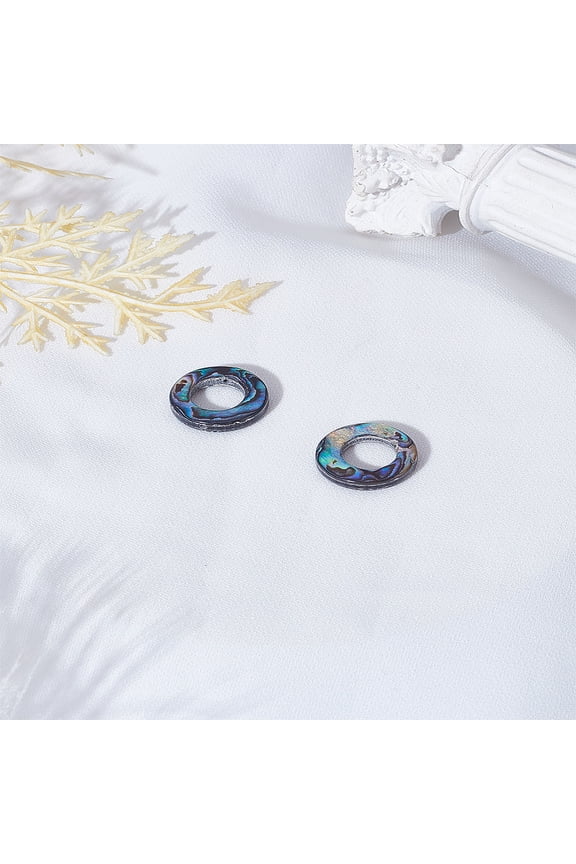 2Pcs Abalone Shell/Paua Shell Beads Ring Colorful 15.3x3.5mm Hole: 0.9mm Inner diameter: 8mm