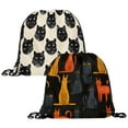 2Pcs Abstract Cat Pattern Drawstring Bag,Water Resistant Gym Bag String