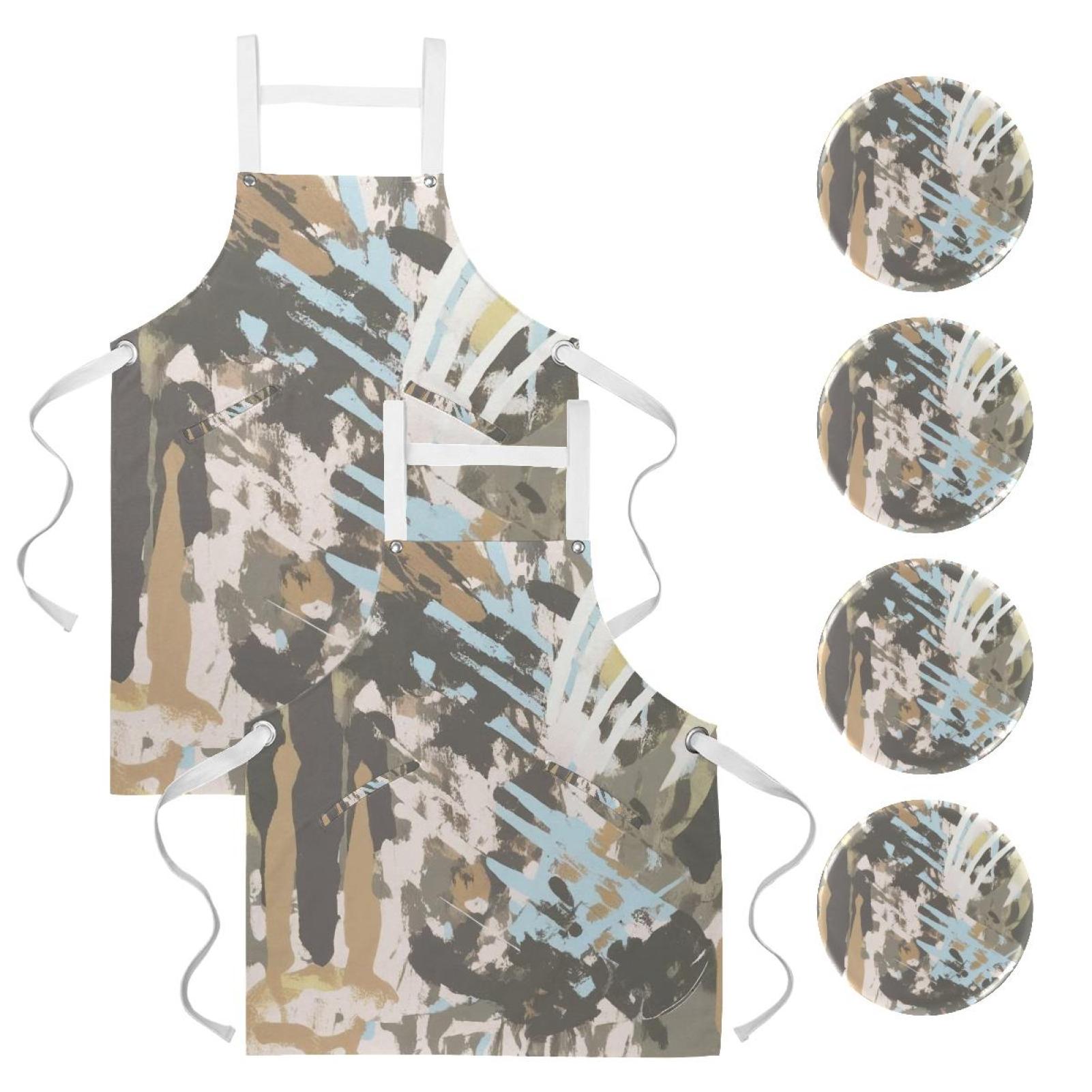 2Pcs Abstract Graffiti Versatile Aprons Set - Kitchen, Baking,Cooking ...