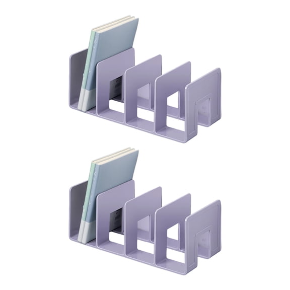 2Pcs Acrylic Book End for Shelves 4 Compartments Book End Desk Book Stopper Magazine Stand Space Saving Book Organizers