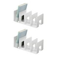 thumbnail image 1 of 2Pcs Acrylic Bookend for Shelf 4 Compartments Desk Book End Book Magazine Organizers Stand Space Saving Book Stoppers, 1 of 14