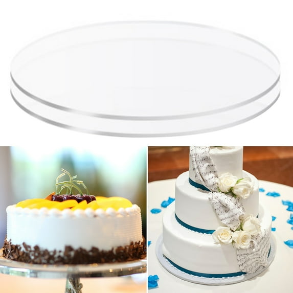 2Pcs Acrylic Cake Plates Non-Sticky Versatile Transparent Round for Cake Serving