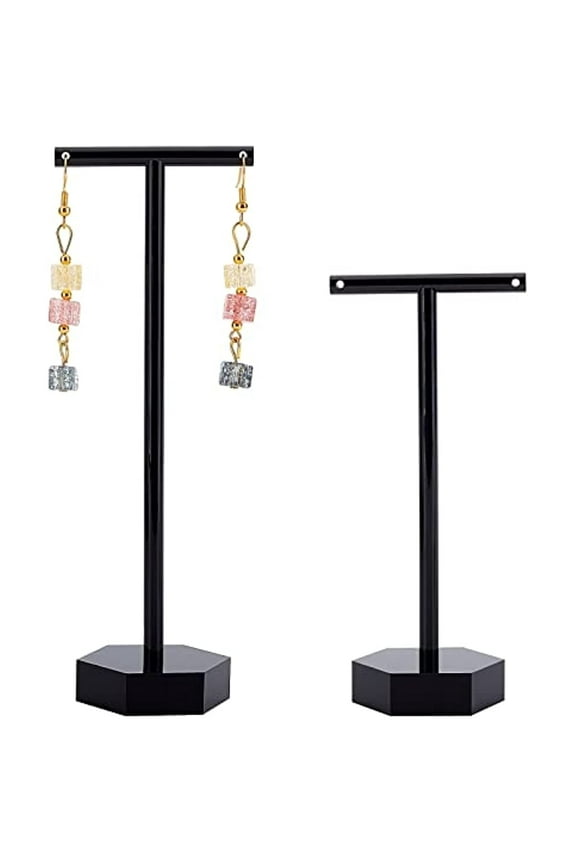 2Pcs Acrylic Earrings Stand Holder T-Shape with Holes Ear Studs Display Rack Jewelry Organizer Earring Retail Display Photography Prop