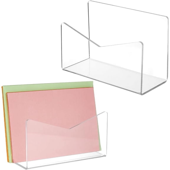 2Pcs Acrylic File Sorter for Desk File Holder Acrylic Desk Organizer Mail Organizer Countertop Desktop Acrylic Mail Display Stands Office Desk Accessories for Envelopes Document Notebook Clear DIY