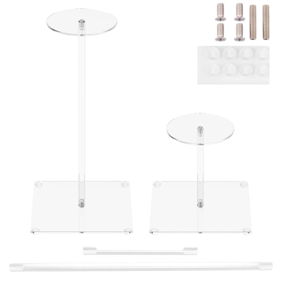 2Pcs Acrylic Hat Stand for Wig Jewelry Adjustable Height Hat Display Stand Stable Base Clear Wig Display Rack With Anti Slip Pad for Retail Salons Malls