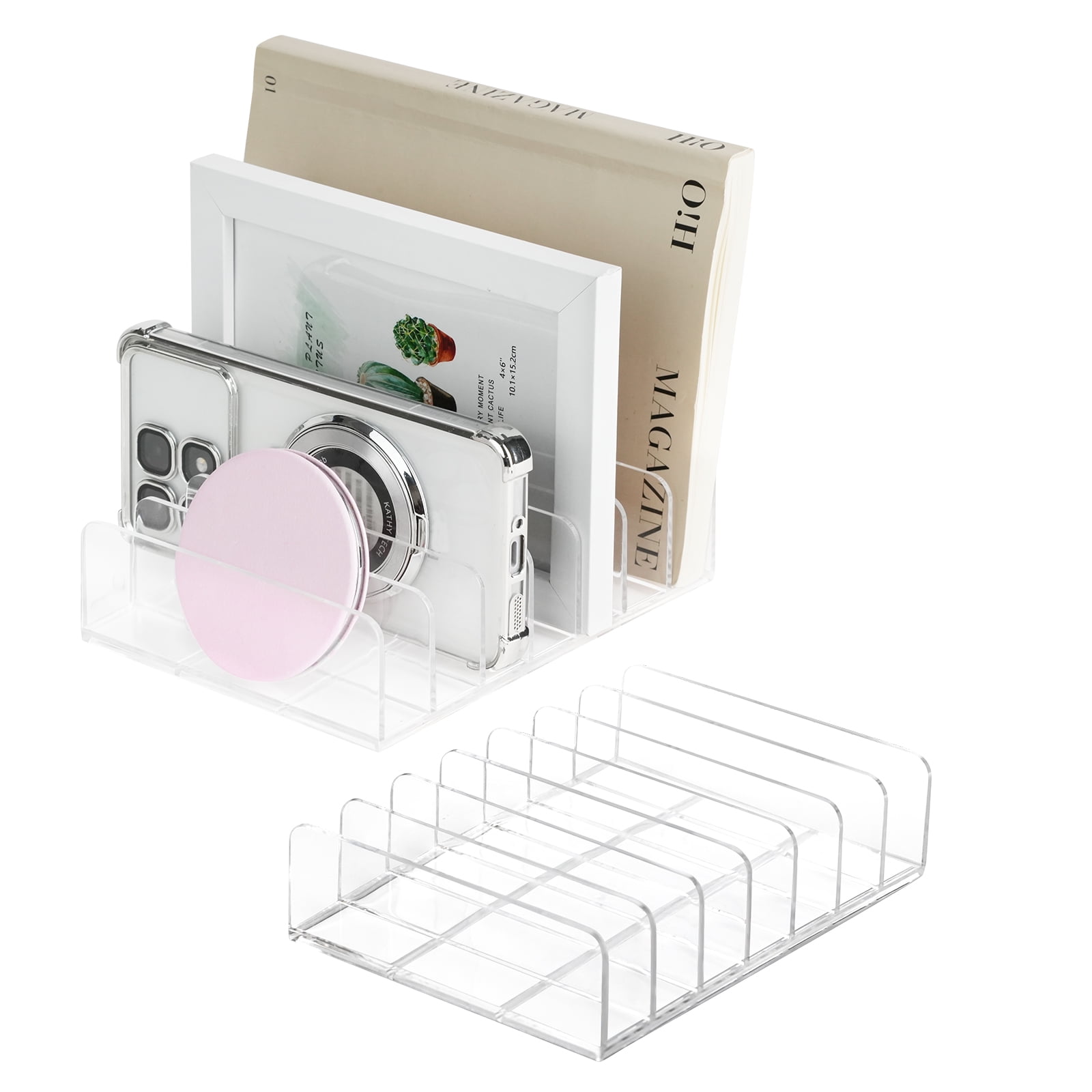 Envelope Rack Divider 2Pcs Acrylic Mail Holder, FHDUSRYO Clear Mail Organizer, 7 Compartments ...