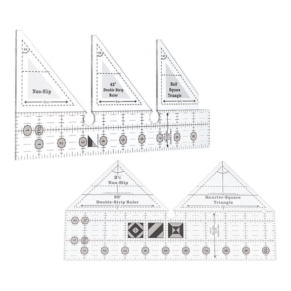2Pcs Acrylic Quilting Rulers Triangle Templates Transparent Patchwork Sewing Cutting Craft Ruler DIY Tools Clear 12-13x25.5-26x0.3cm for DIY craft