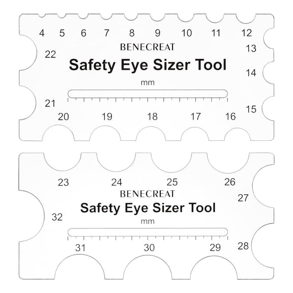 2Pcs Acrylic Safety Eye Sizer Tool 4~32mm Diameter Measuring Ruler Crochet Tool for DIY Craft Plush Bear Eye Installation Making 3x6.3inch