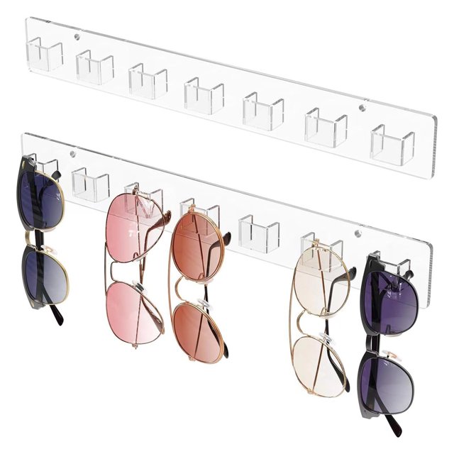2Pcs Acrylic Sunglasses Wall Display Stand 7 Holes Plenty of Capacity