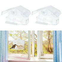 2Pcs Acrylic Window Bird Feeders for Small Birds Clear Strong Absorption Suction Cup Bird Feeders Easy to Clean House Shape Bird Feeders With Drainage Holes for Cardinals Finches
