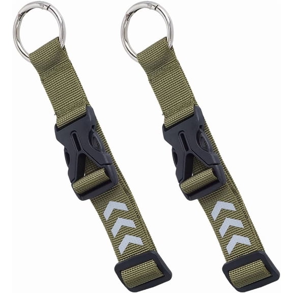 2Pcs Add a Bag Luggage Strap Adjustable Jacket Gripper Holder Olive Suitcase Belt Reflective Arrow Pattern Carry Clip Strap with Buckle Ring Hook for Extra Bags Travel Connector Accessories for DIY