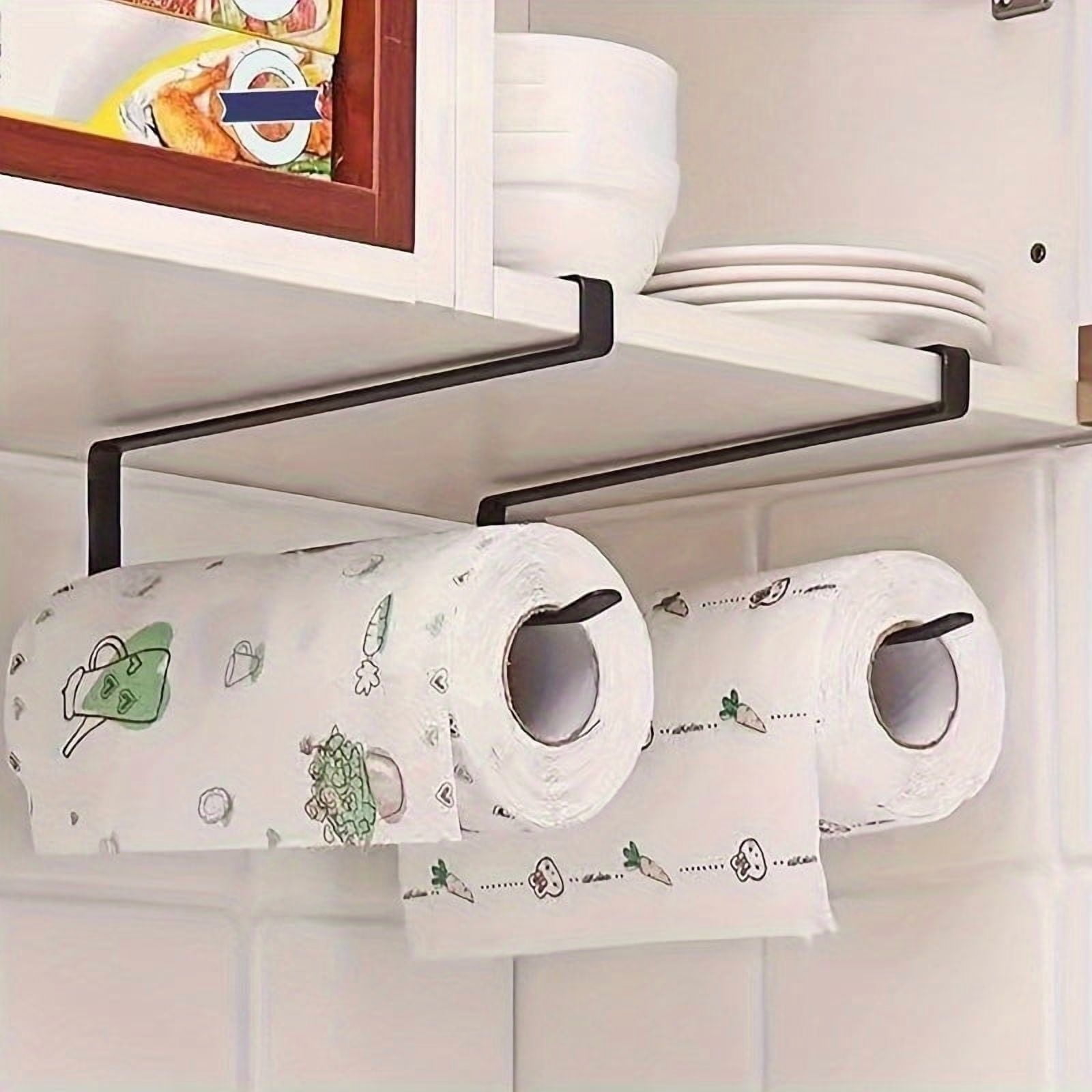 2PC Paper Towel Hanger Holder ,Stainless Steel Kitchen Roll Paper Towel Holder Tissue Hanger Organizer Rack for Kitchen Under Cabinet Over Door