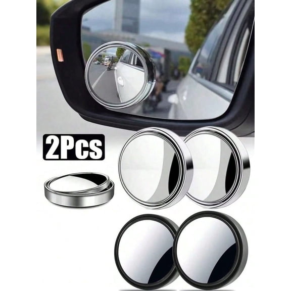 2Pcs Adjustable Blind Spot Mirror, Car Auxiliary Rearview Convex Mirror, Round Frame Wide Angle Mirrors for Car Reverse Safety