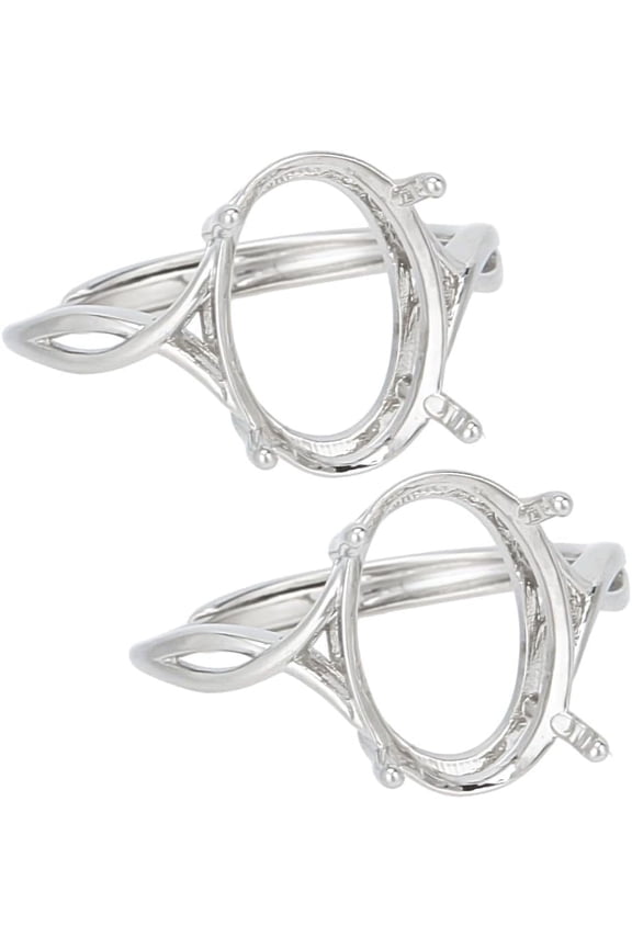 2Pcs Adjustable Brass Finger Rings Components Oval Prong Ring Settings Platinum Tray: 11x7.4mm Inner Diameter: 18.6mm for Handmade