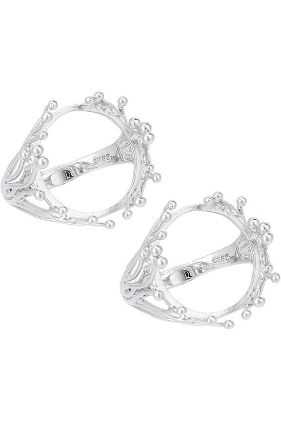 2Pcs Adjustable Brass Finger Rings Components Oval Prong Ring Settings Platinum Tray: 19x16mm DIY