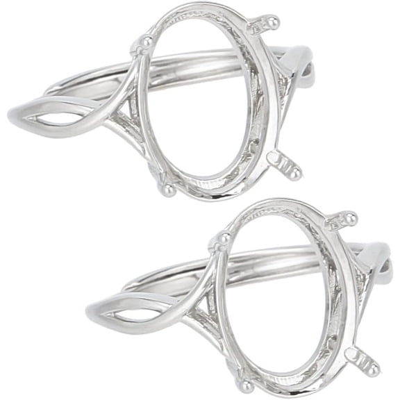 2Pcs Adjustable Brass Finger Rings Components Platinum Tray: 11x7.4mm Inner Diameter: 18.6mm