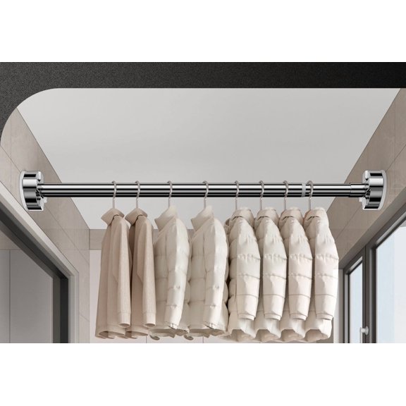 2Pcs Adjustable Curtain Rod 21-30 Inch, No Drill Tension Curtain Rod with Metal Inner Lock, Heavy Duty Extendable Shower Curtain Rod for Bathroom Kitchen Closet Doorway, 25mm Carbon Steel, White