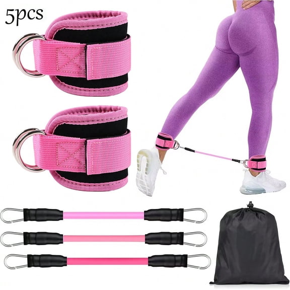 2Pcs Adjustable D-Ring Fitness Ankle Straps, Padded Cable Machine Ankle Cuffs (Multicolor)