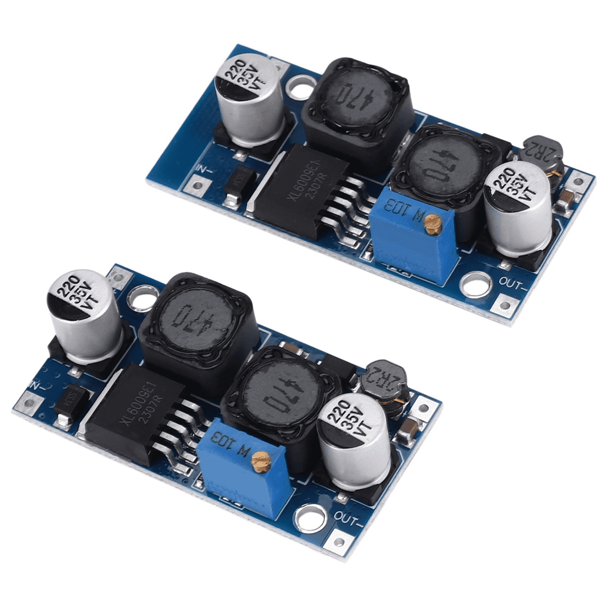 2Pcs Adjustable DC-DC Buck Boost Converter Automatic Wide Voltage Regulator XL6009 Voltage Module