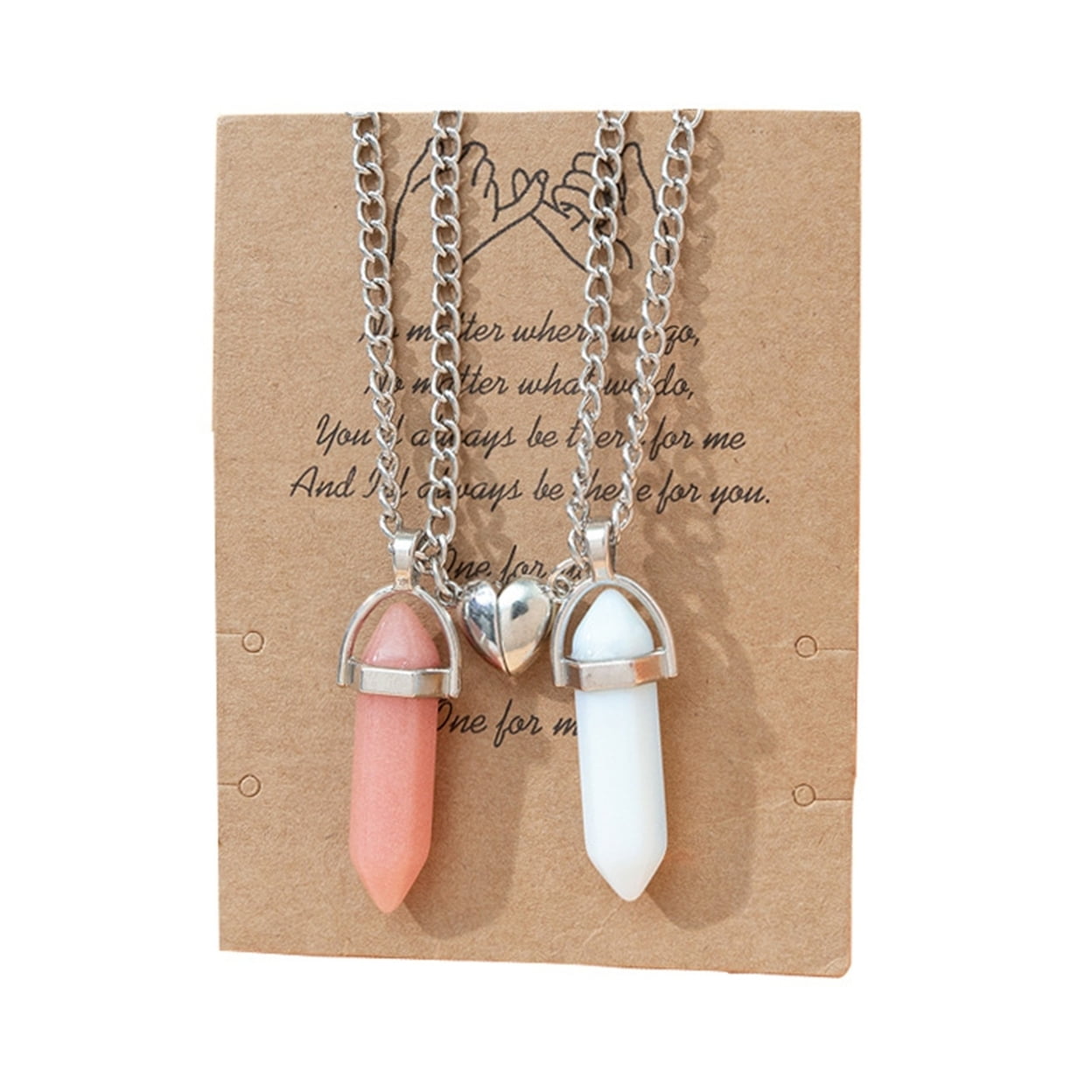 2Pcs Adjustable Extension Chain Faux Crystal Couple Necklaces