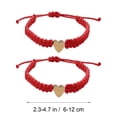 thumbnail image 1 of 2Pcs Adjustable Heart Bracelets, Pink Woven Cord Matching Bracelets With Polished Heart Charms, For First Day Of Milestone Keepsake, Birthday Gifts, 1 of 6