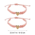thumbnail image 1 of 2Pcs Adjustable Heart Bracelets, Pink Woven Cord Matching Bracelets With Polished Heart Charms, For First Day Of Milestone Keepsake, Birthday Gifts, 1 of 6