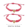 thumbnail image 1 of 2Pcs Adjustable Heart Bracelets, Pink Woven Cord Matching Bracelets With Polished Heart Charms, For First Day Of Milestone Keepsake, Birthday Gifts, 1 of 6