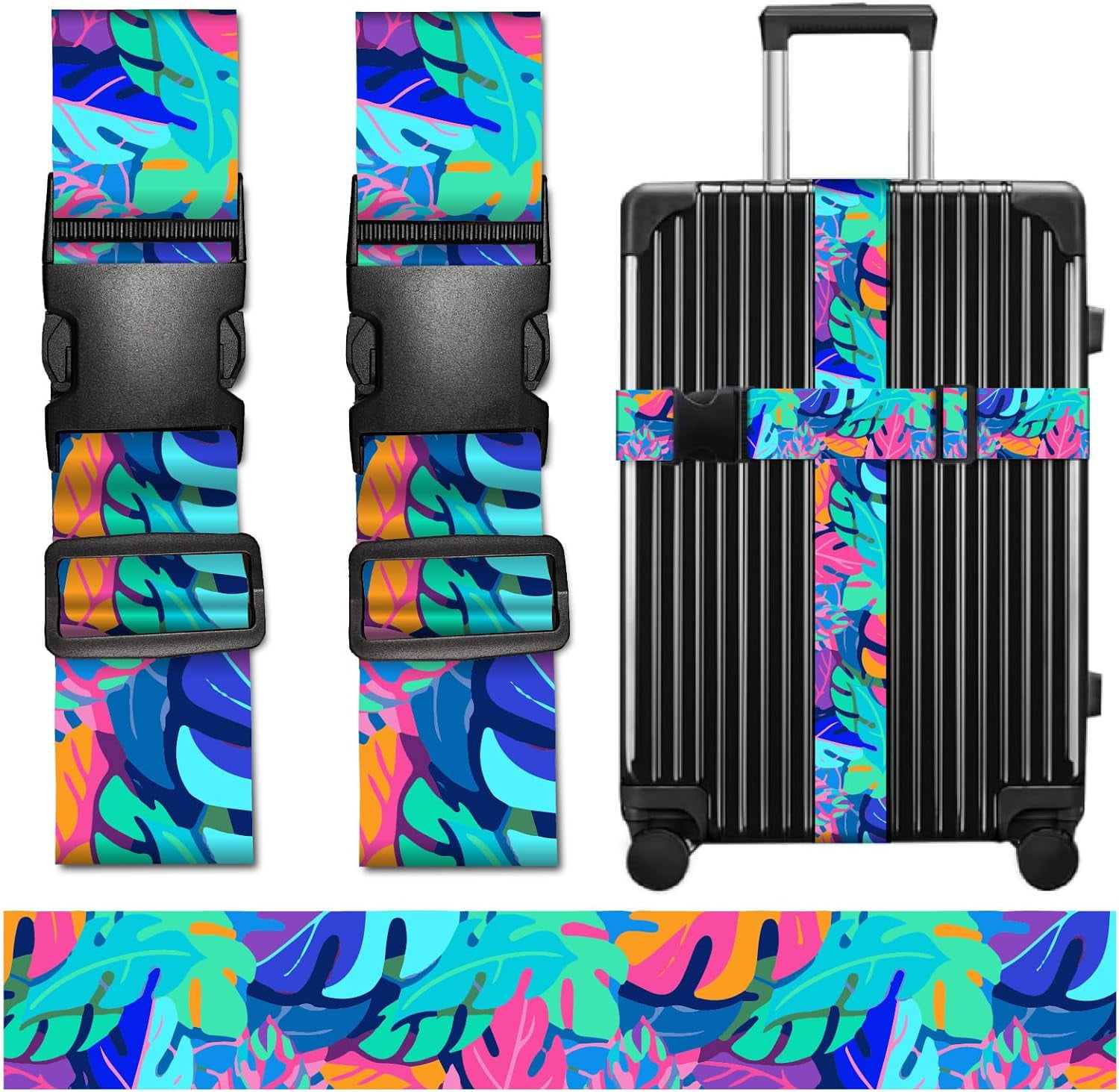 2Pcs Adjustable Luggage Belts Hawaii Luggage Straps for Suitcases