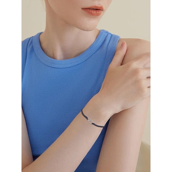 2Pcs Adjustable Nylon Cord Bracelets Circle Decor String Bracelet Mixed Color Couple Jewelry for Women Birthday Festival Elegant Gifts Personalized Jewelry 1/4 inch(0.6cm) for DIY