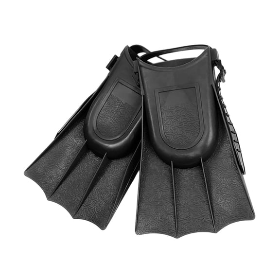 2Pcs Adjustable Open Heel Swim Fins Flexible Training Flippers Secure Buckle Strap Diving Fins For Pool Practice Beach Snorkeling(Black-18.5Cm)