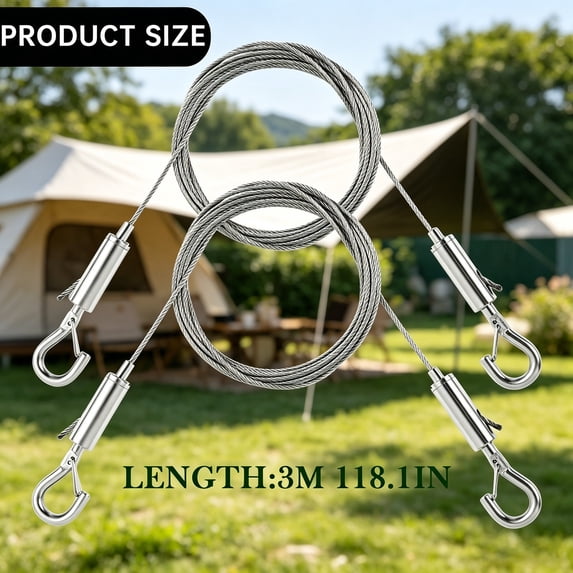 2Pcs Adjustable Picture Hanging Wire Kit, 3.3/6.5/9.8FT Upgrade Mirror Frame Hanging Kit, Heavy Duty Durable Stainless Steel Rope for Hanging Mirrors, Billboards, Basket Flowerpot(Silver2,118x1")