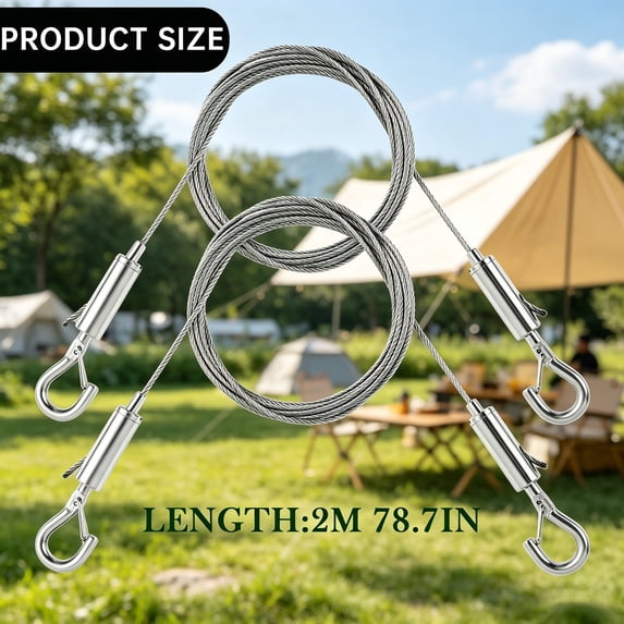 2Pcs Adjustable Picture Hanging Wire Kit, 3.3/6.5/9.8FT Upgrade Mirror Frame Hanging Kit, Heavy Duty Durable Stainless Steel Rope for Hanging Mirrors, Billboards, Basket Flowerpot(Silver1,78.7x1")