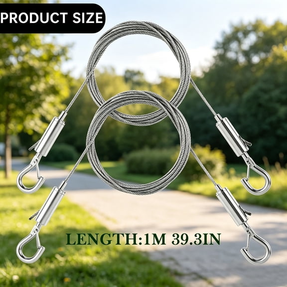 2Pcs Adjustable Picture Hanging Wire Kit, 3.3/6.5/9.8FT Upgrade Mirror Frame Hanging Kit, Heavy Duty Durable Stainless Steel Rope for Hanging Mirrors, Billboards, Basket Flowerpot(Silver,39x1")