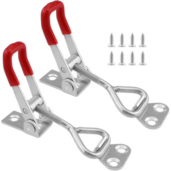 2Pcs Adjustable Toggle Latch Clamp 4001, 304 Stainless Steel Quick Release Pull Hasp Latches 220Lbs Holding Capacity with Screws for Smoker Lid Jig, Case Trunk, Door