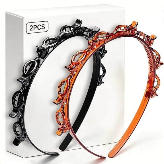 2Pcs Adjustable Toothed Bangs Fixing Hair Clip Headband Practical Hair Braiding.