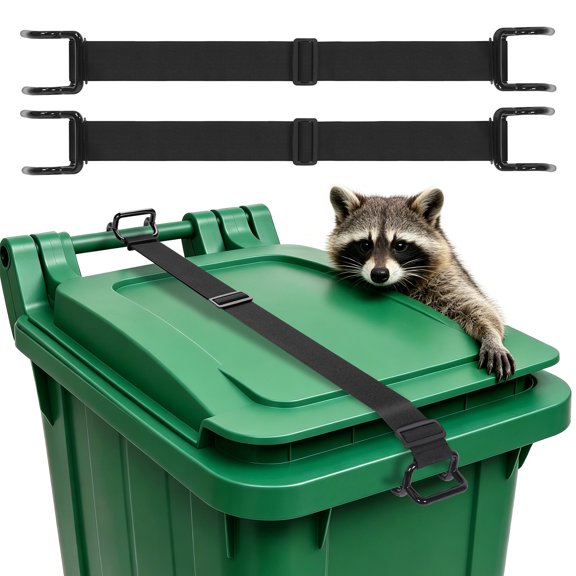 2Pcs Adjustable Trash Can Lock Strap Heavy Duty Nylon Bungee, Animal Proof Universal Lid Fastener for Raccoons Dogs Bears Yard Driveway Campsite Defense